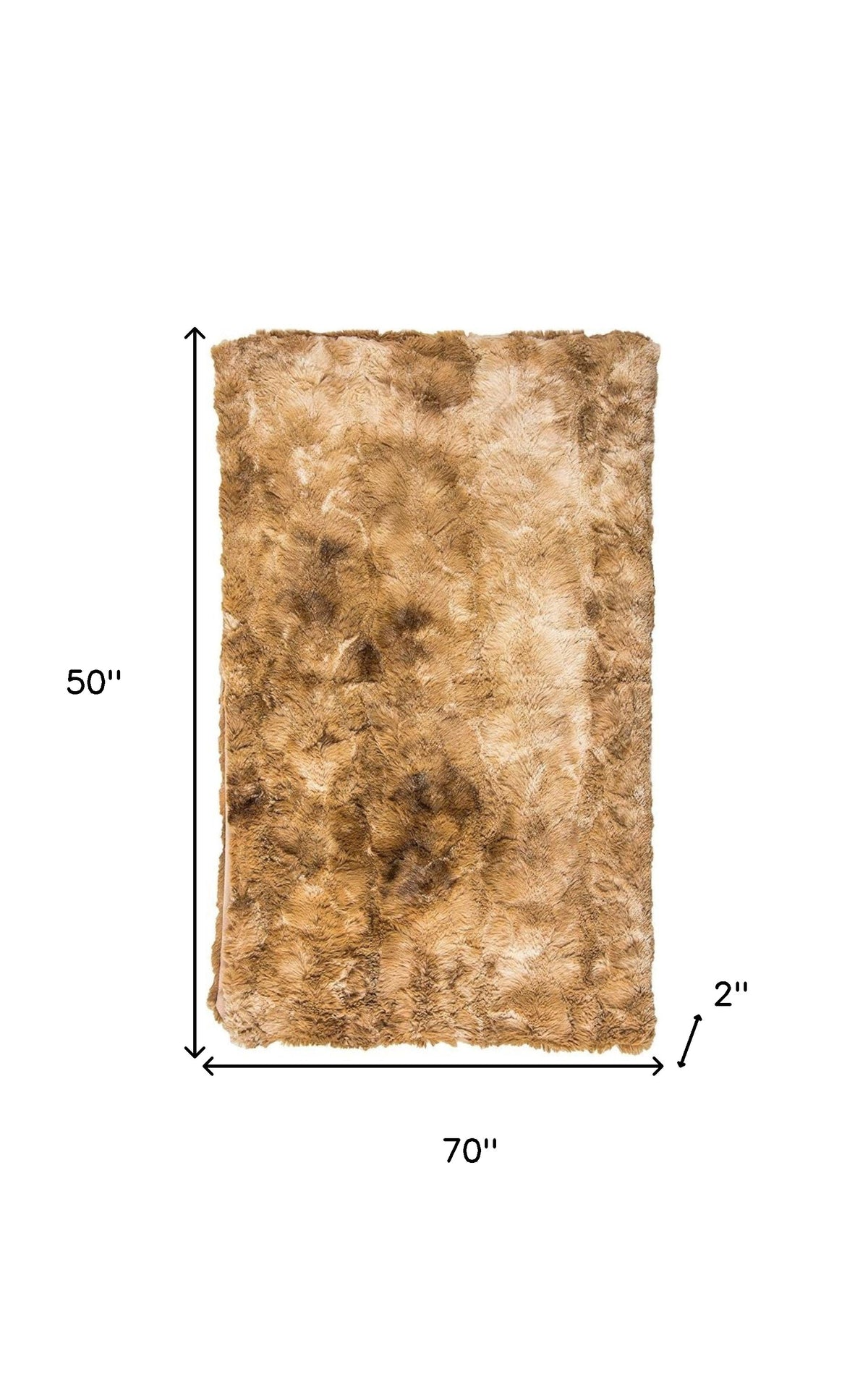 50" X 70" Taupe and Ivory Faux Fur Plush Throw Blanket