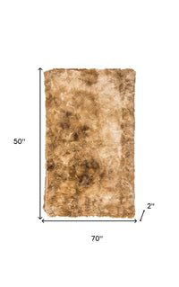 50" X 70" Taupe and Ivory Faux Fur Plush Throw Blanket