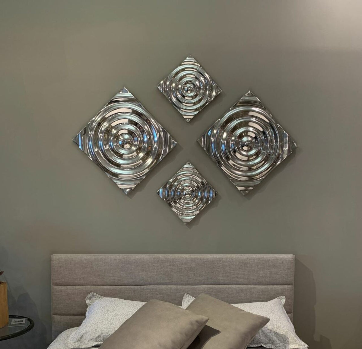 12" X 12" Silver Metallic Buffed Aluminum Abstract Ripple Wall Decor