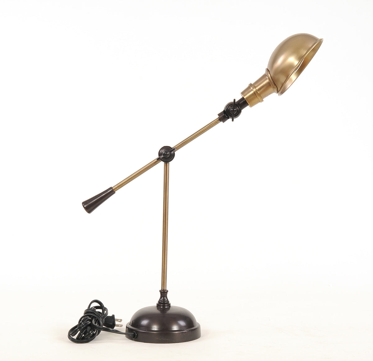 20" Black Metal Adjustable Desk Table Lamp With Gold Bowl Shade