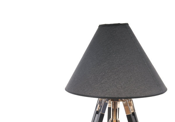 26" Black Metal Tripod Table Lamp With Black Shade