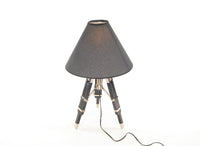 26" Black Metal Tripod Table Lamp With Black Shade