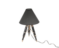 26" Black Metal Tripod Table Lamp With Black Shade