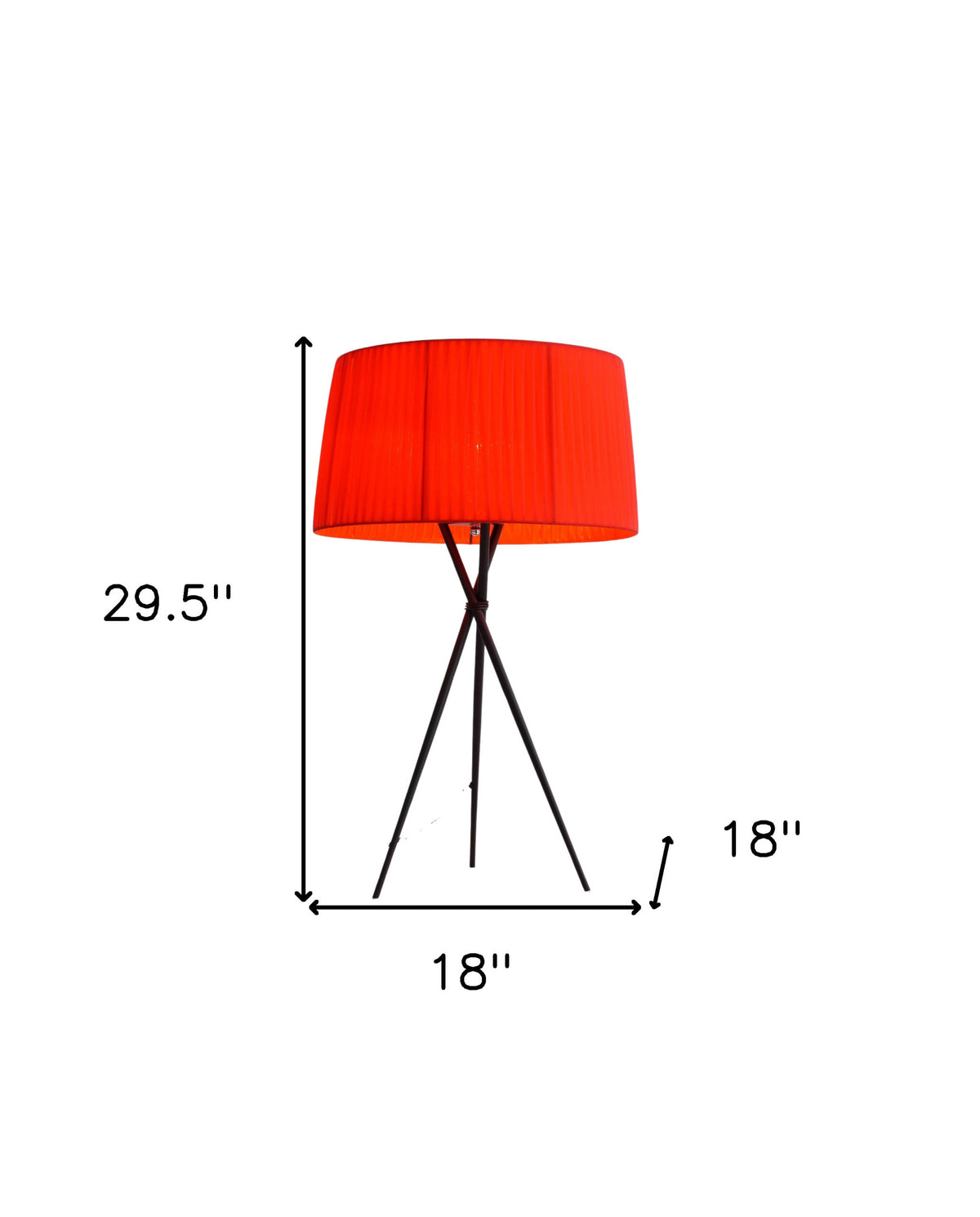 30" Black Metal Tripod Tripod Lamp Table Lamp With Red Empire Shade