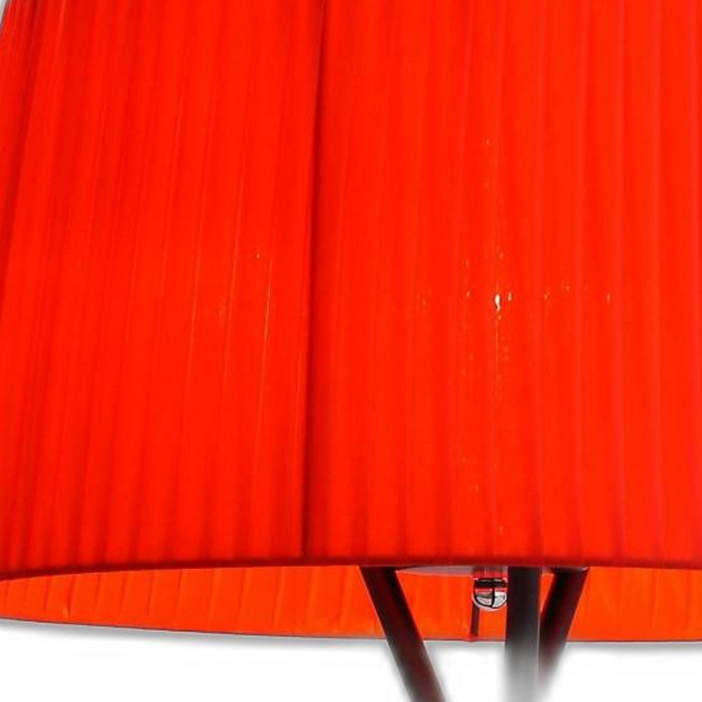 30" Black Metal Tripod Tripod Lamp Table Lamp With Red Empire Shade