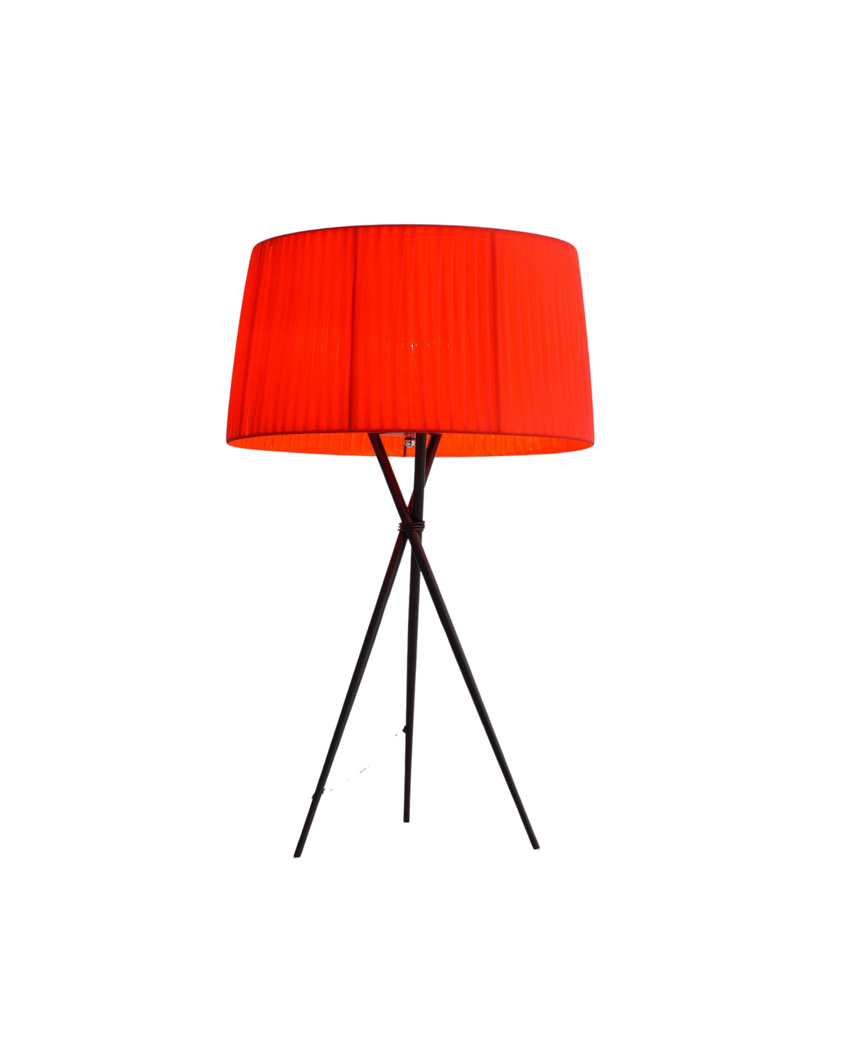 30" Black Metal Tripod Tripod Lamp Table Lamp With Red Empire Shade