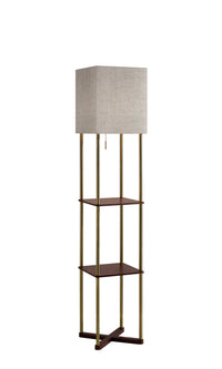 62" Column Floor Lamp With Gray Square Shade