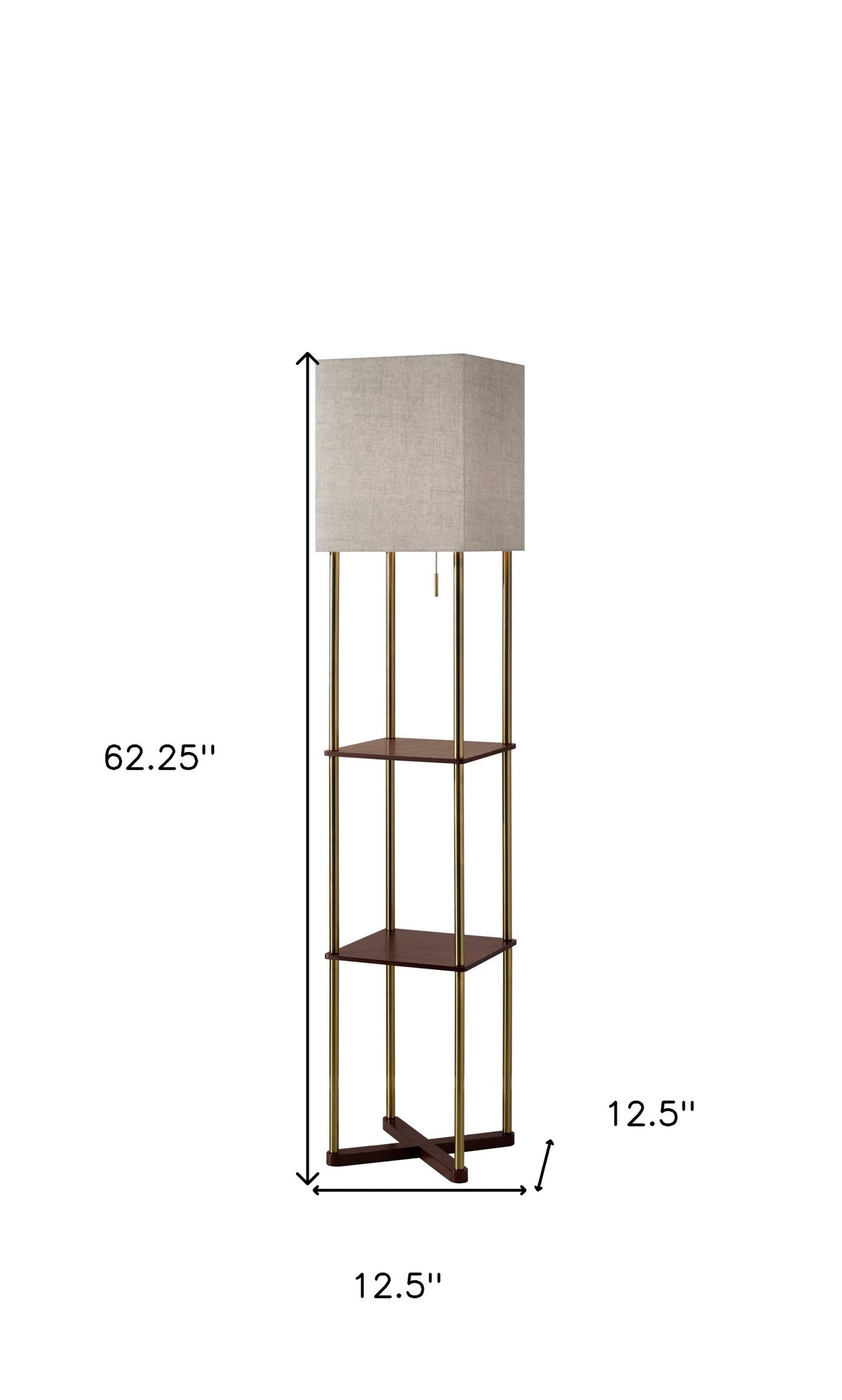 62" Column Floor Lamp With Gray Square Shade