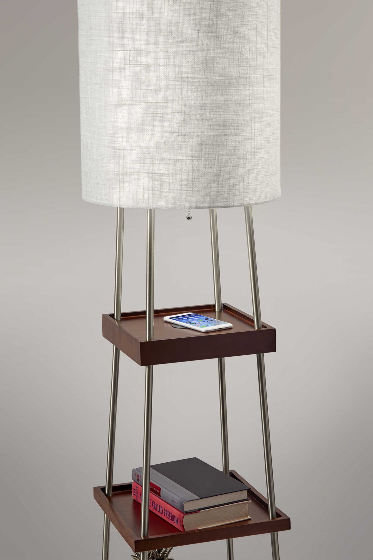 63" Column Floor Lamp With White Drum Shade
