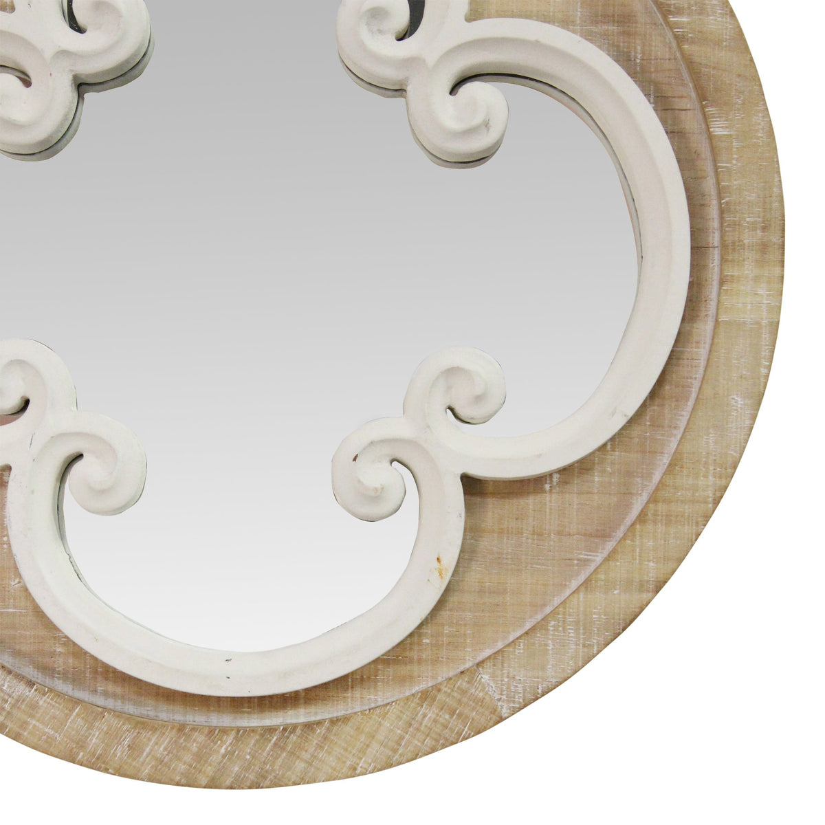 Coastal Whitewash Scrollwork Wall Mirror