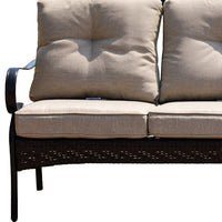 69" Beige Polyester Blend Settee With Black Legs