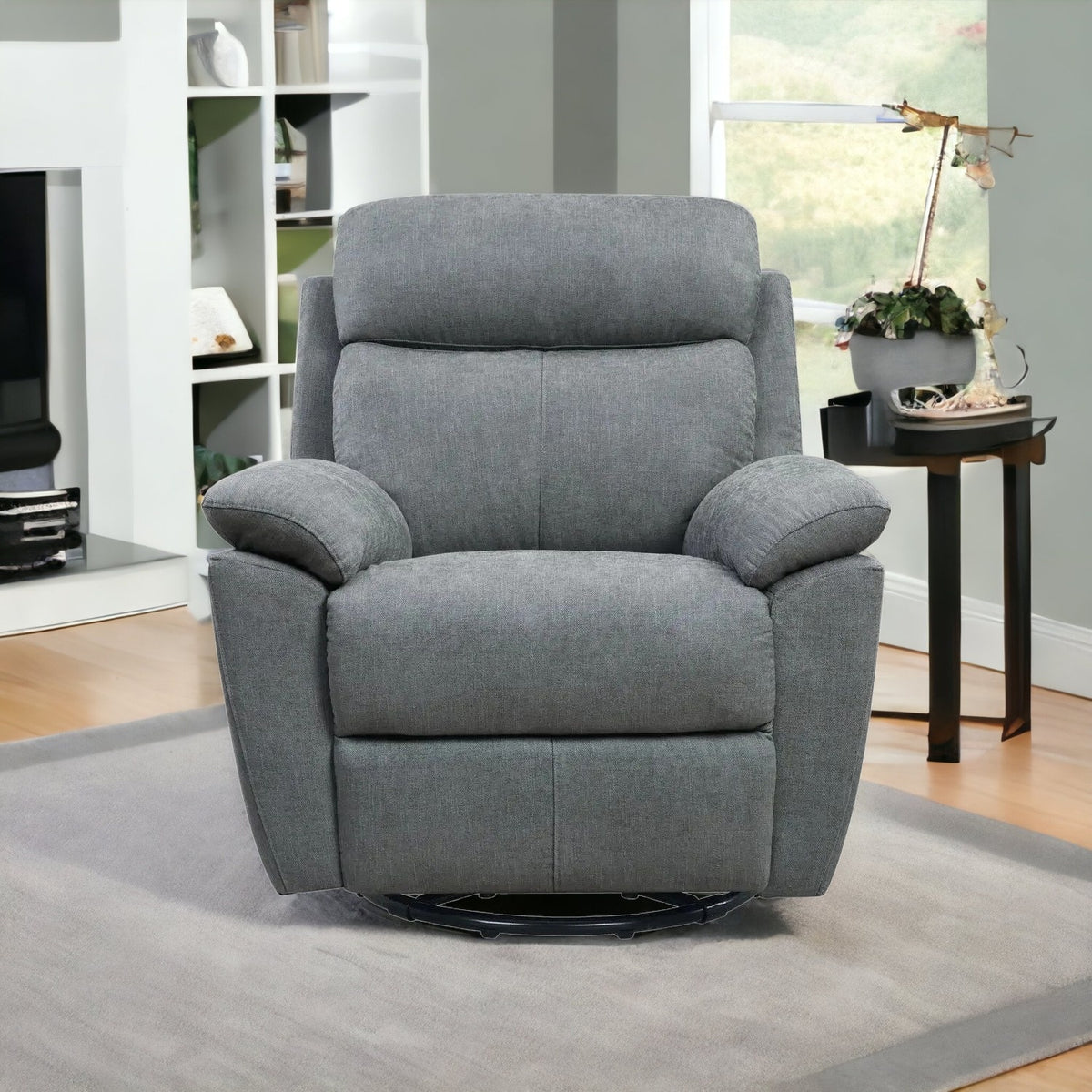 35" Light Gray Fabric Power Recliner With USB