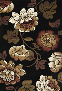 5' x 8' Black and Tan Floral Area Rug