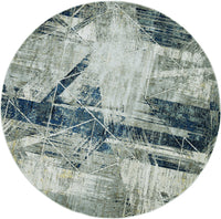 5'X8' Grey Blue Machine Woven Abstract Geometric Indoor Area Rug