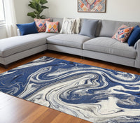 3' X 5' Blue Abstract Waves Area Rug