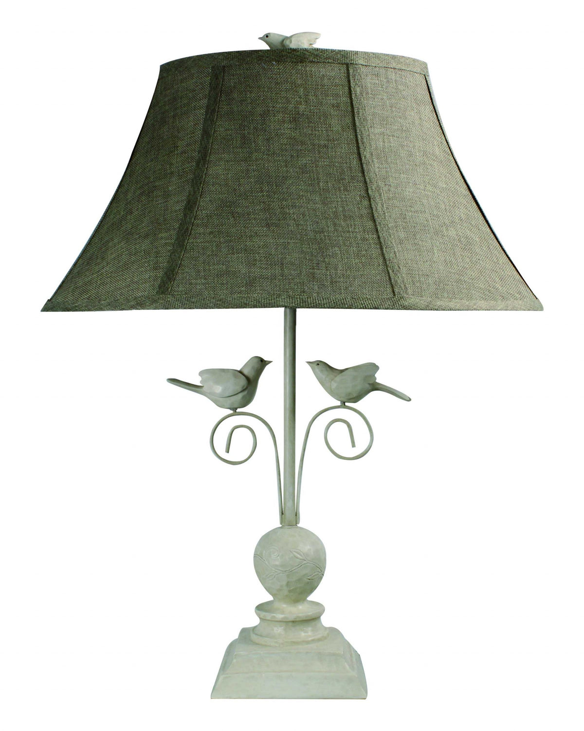 Cheerful White Table Lamp With 3D White Birds