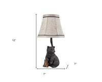 12" Black Animals Table Lamp With Tan Bell Shade