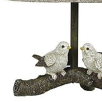 12" Brown Two Cheery Birds on Branch Accent Table Lamp With Tan Empire Shade