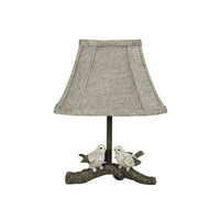 12" Brown Two Cheery Birds on Branch Accent Table Lamp With Tan Empire Shade