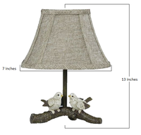 12" Brown Two Cheery Birds on Branch Accent Table Lamp With Tan Empire Shade