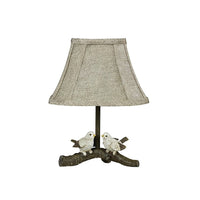 12" Brown Two Cheery Birds on Branch Accent Table Lamp With Tan Empire Shade