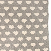 Grey And Ivory Hearts Knitted Baby Blanket