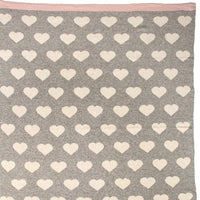 Grey And Ivory Hearts Knitted Baby Blanket