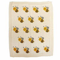 Ivory Honeybee Knitted Baby Blanket