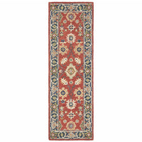 3' X 8' Red And Blue Bohemian Area Rug