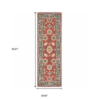 3' X 8' Red And Blue Bohemian Area Rug