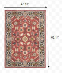 3' X 8' Red And Blue Bohemian Area Rug