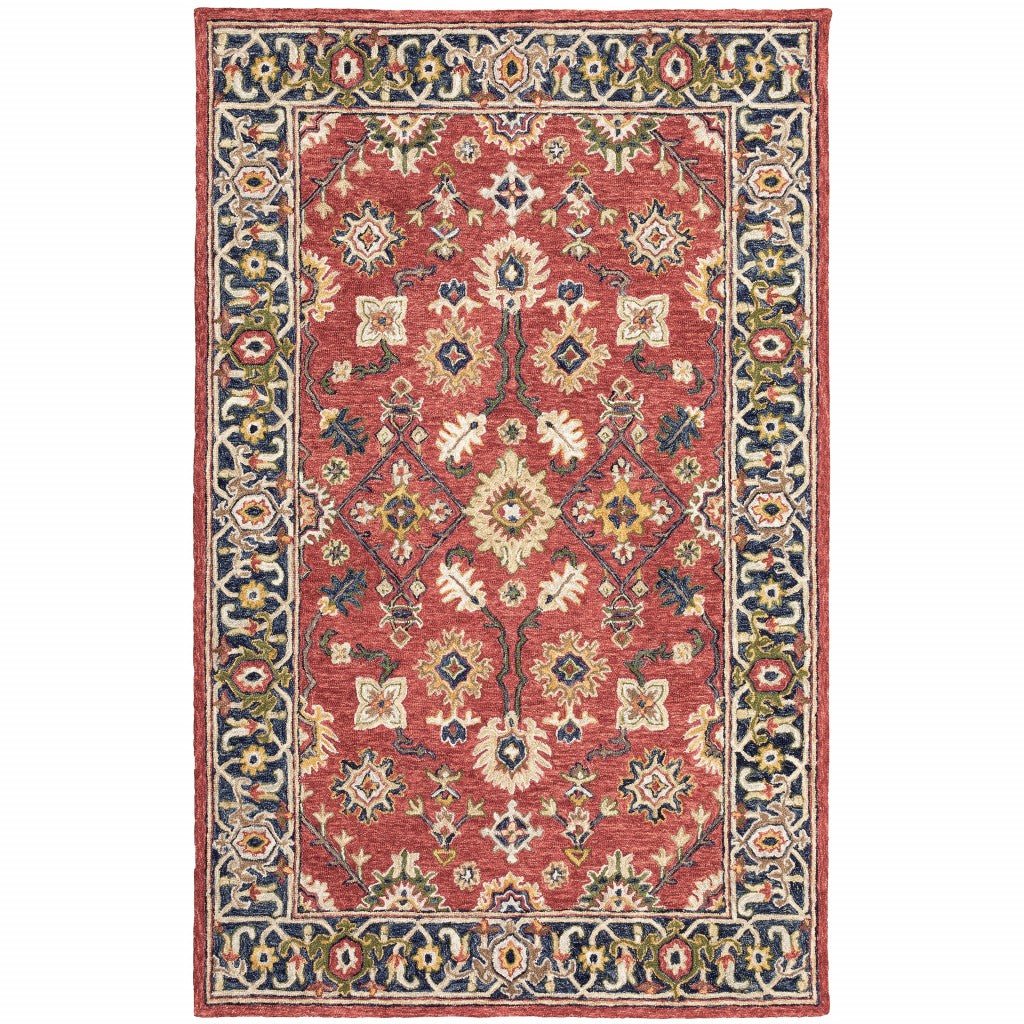 3' X 8' Red And Blue Bohemian Area Rug