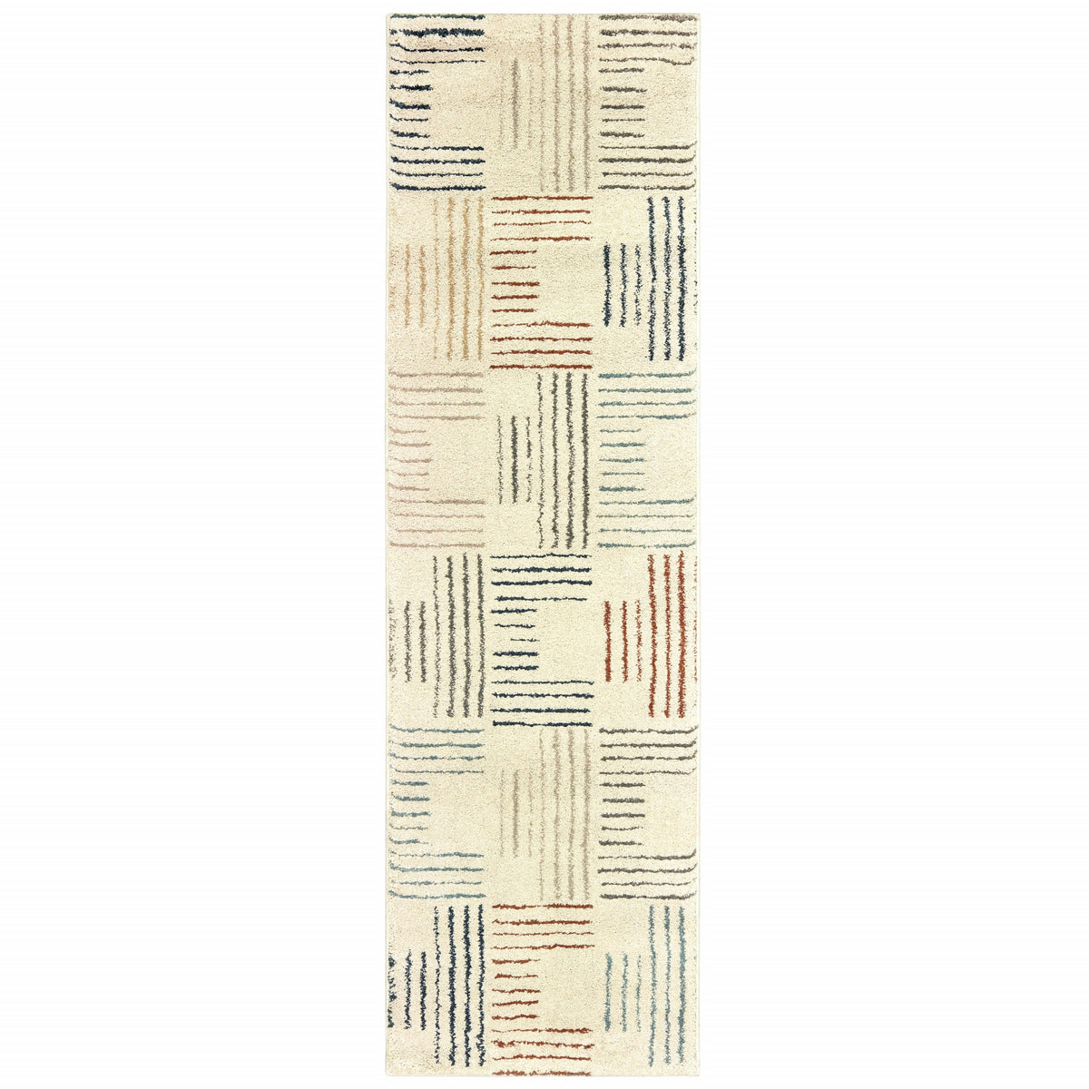 7' X 10' Ivory Multi Neutral Tone Scratch Indoor Area Rug