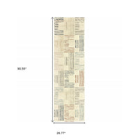 7' X 10' Ivory Multi Neutral Tone Scratch Indoor Area Rug