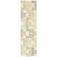 7' X 10' Ivory Multi Neutral Tone Scratch Indoor Area Rug