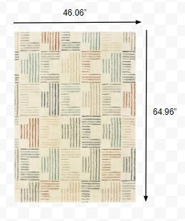 7' X 10' Ivory Multi Neutral Tone Scratch Indoor Area Rug