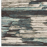 7' X 10' Ivory Blue Gray Abstract Layers Indoor Area Rug