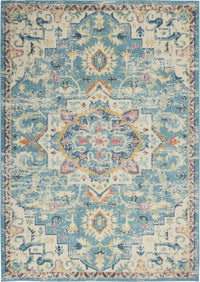 4' X 6' Blue And Ivory Dhurrie Area Rug