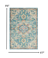 4' X 6' Blue And Ivory Dhurrie Area Rug