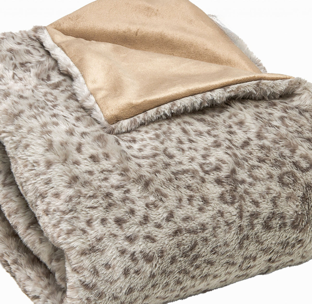 Brown Faux Fur Animal Print Plush Throw