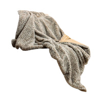 Brown Faux Fur Animal Print Plush Throw