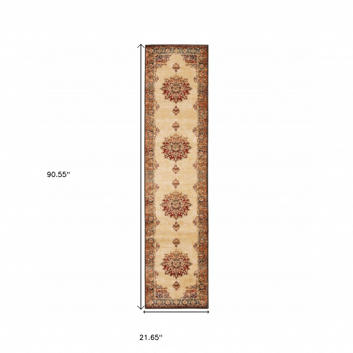 5’ X 7’ Gold And Orage Floral Medallionarea Rug