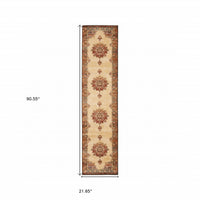 5’ X 7’ Gold And Orage Floral Medallionarea Rug