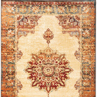 5’ X 7’ Gold And Orage Floral Medallionarea Rug