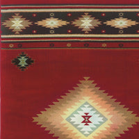 4’ X 6’ Red And Beige Ikat Pattern Area Rug