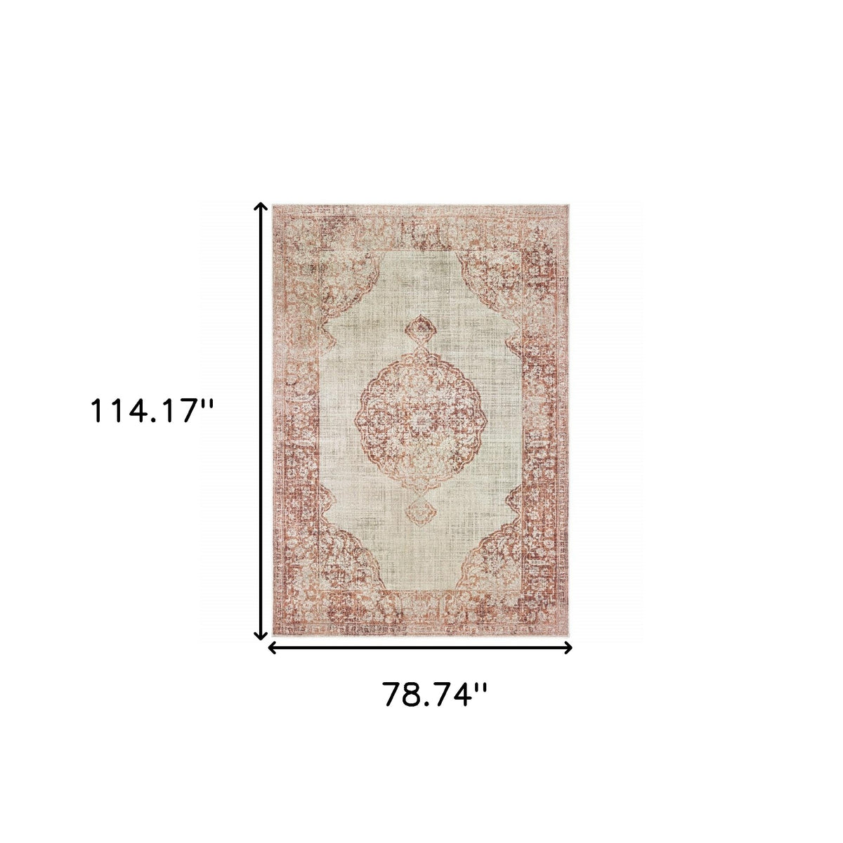 2' X 8' Ivory And Pink Medallion Runner Rug