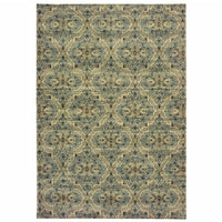 10' X 13' Ivory And Blue Geometric Area Rug