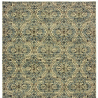 10' X 13' Ivory And Blue Geometric Area Rug