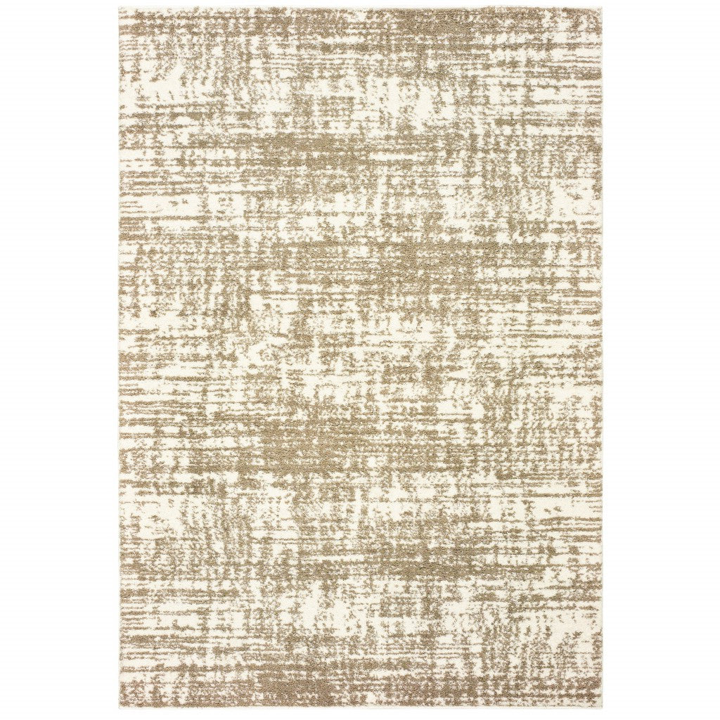 5' X 8' Ivory And Gray Abstract Strokes Area Rug