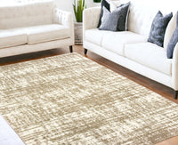 5' X 8' Ivory And Gray Abstract Strokes Area Rug